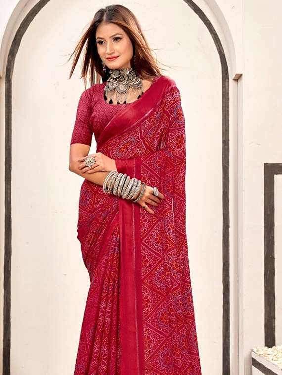 women printed casual wear saree with blouse - 22279025 -  Standard Image - 1