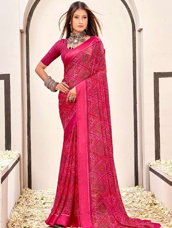 women printed casual wear saree with blouse