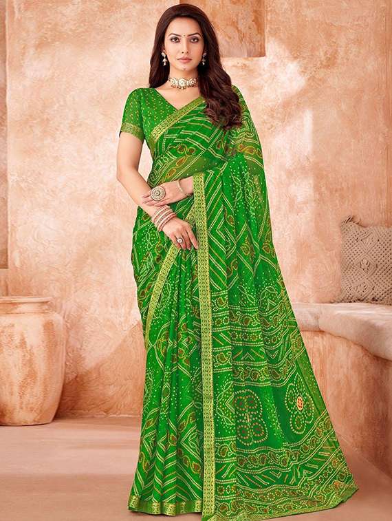 women printed casual wear saree with blouse