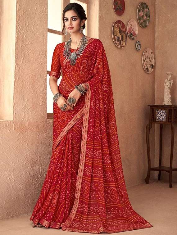 women printed casual wear saree with blouse