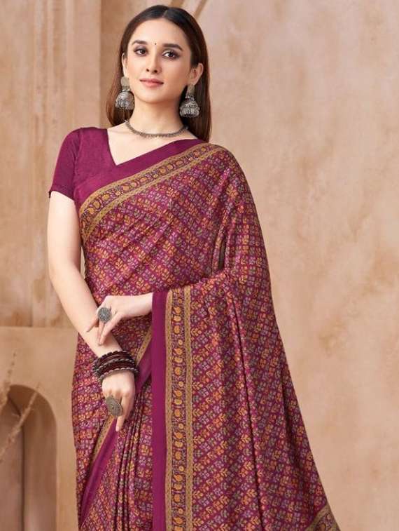 women printed casual wear saree with blouse - 22279076 -  Standard Image - 1