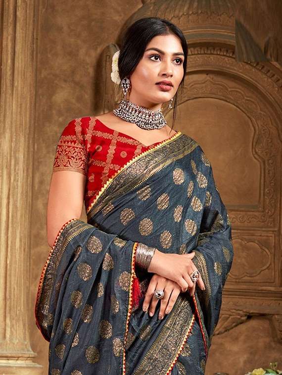 women foil printed saree with blouse - 22279084 -  Standard Image - 1