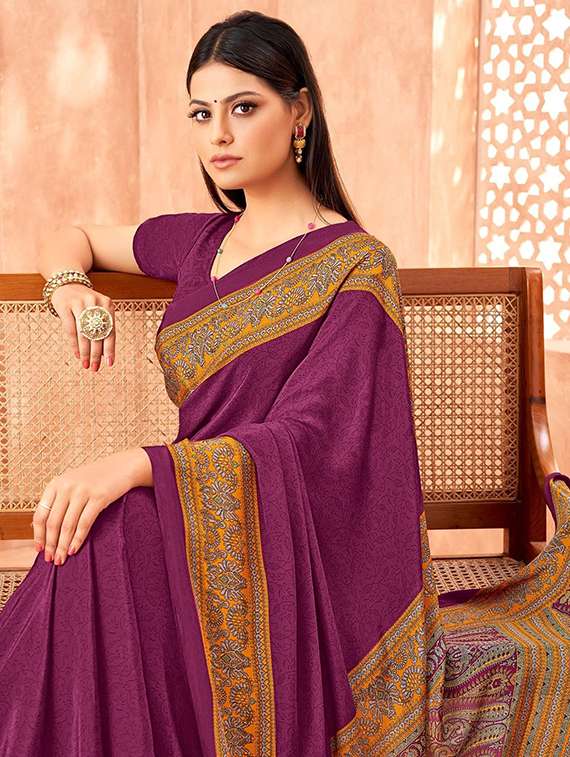women solid with bordered saree with blouse - 22279092 -  Standard Image - 1