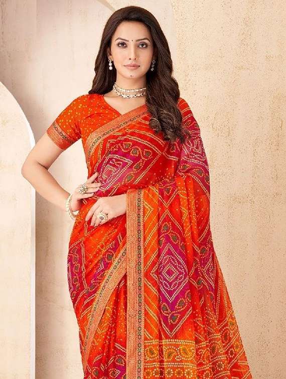 women printed casual wear saree with blouse - 22279109 -  Standard Image - 1