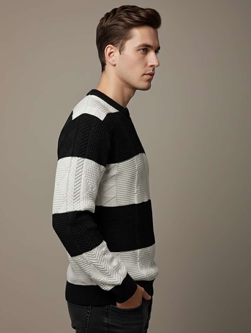 men color block long sleeve regular fit pullover  - 22279170 -  Standard Image - 1