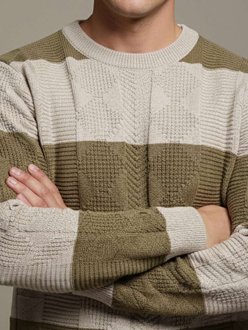 men color block long sleeve regular fit pullover  - 22279173 -  Standard Image - 4