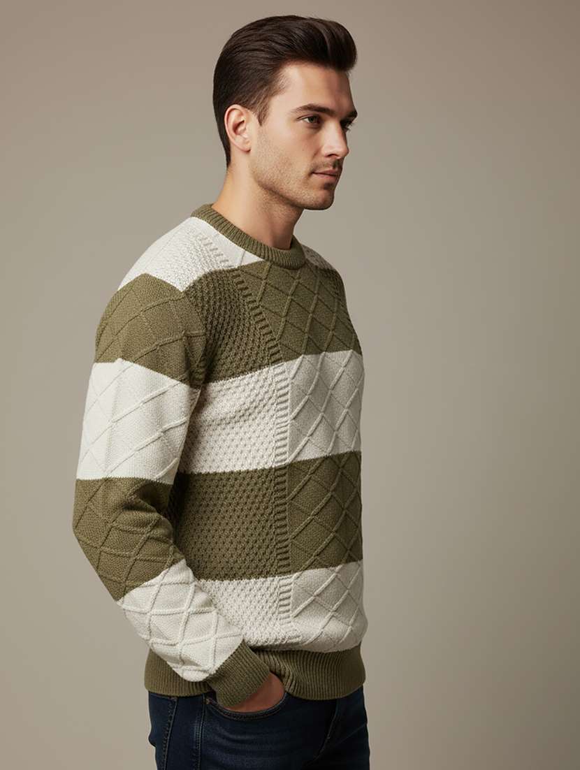 men color block long sleeve regular fit pullover  - 22279183 -  Standard Image - 1