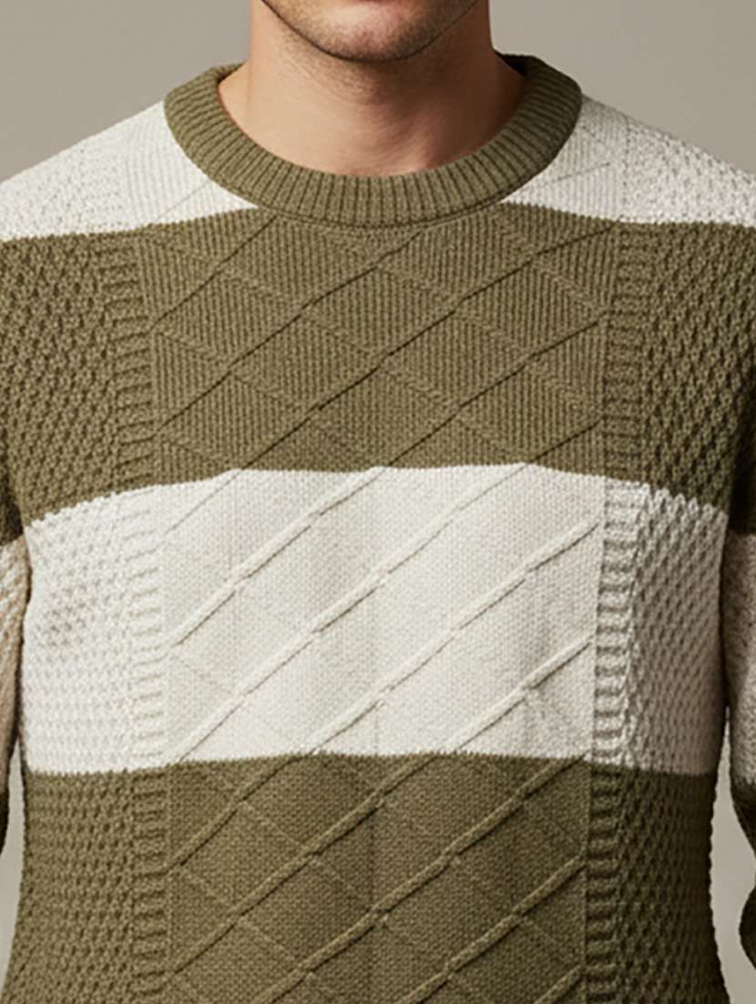 men color block long sleeve regular fit pullover  - 22279183 -  Standard Image - 4