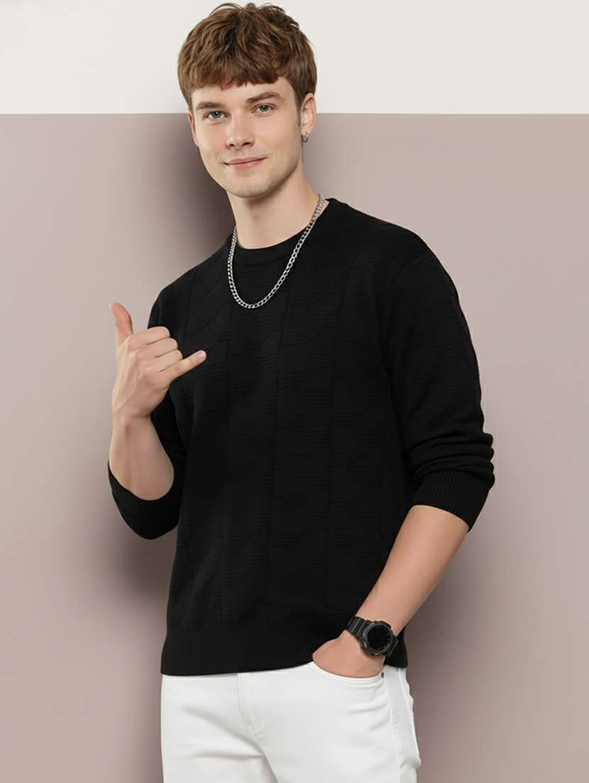 men self design long sleeve regular fit pullover  - 22279188 -  Standard Image - 1