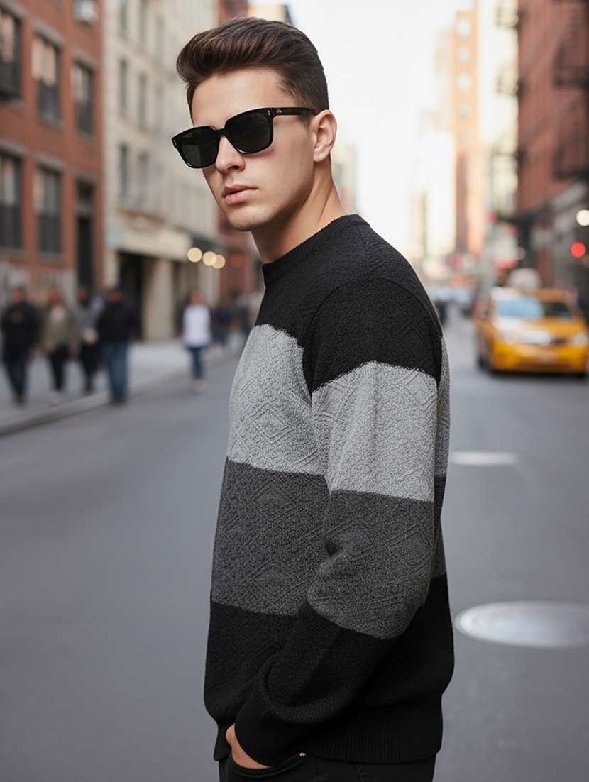 men scolor block long sleeve regular fit pullover  - 22279196 -  Standard Image - 1