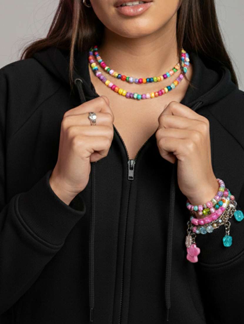 women solid long sleeve hooded sweatshirt - 22279219 -  Standard Image - 4