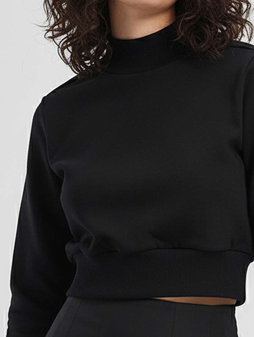 women solid long sleeve mock neck sweatshirt - 22279222 -  Standard Image - 4