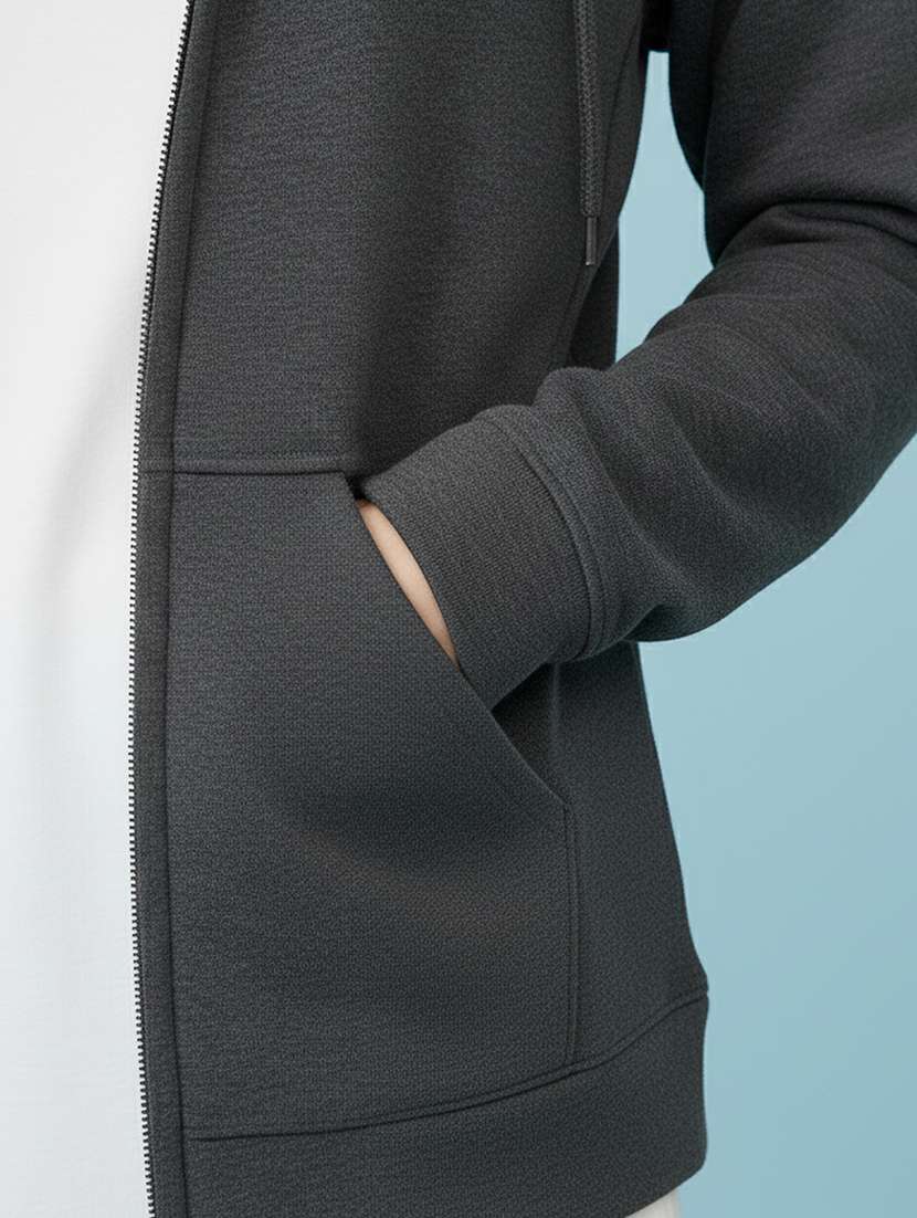 women solid long sleeve hooded sweatshirt - 22279225 -  Standard Image - 4