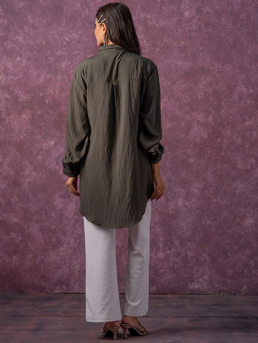 women solid with work long sleeve ethnic top - 22279252 -  Standard Image - 4