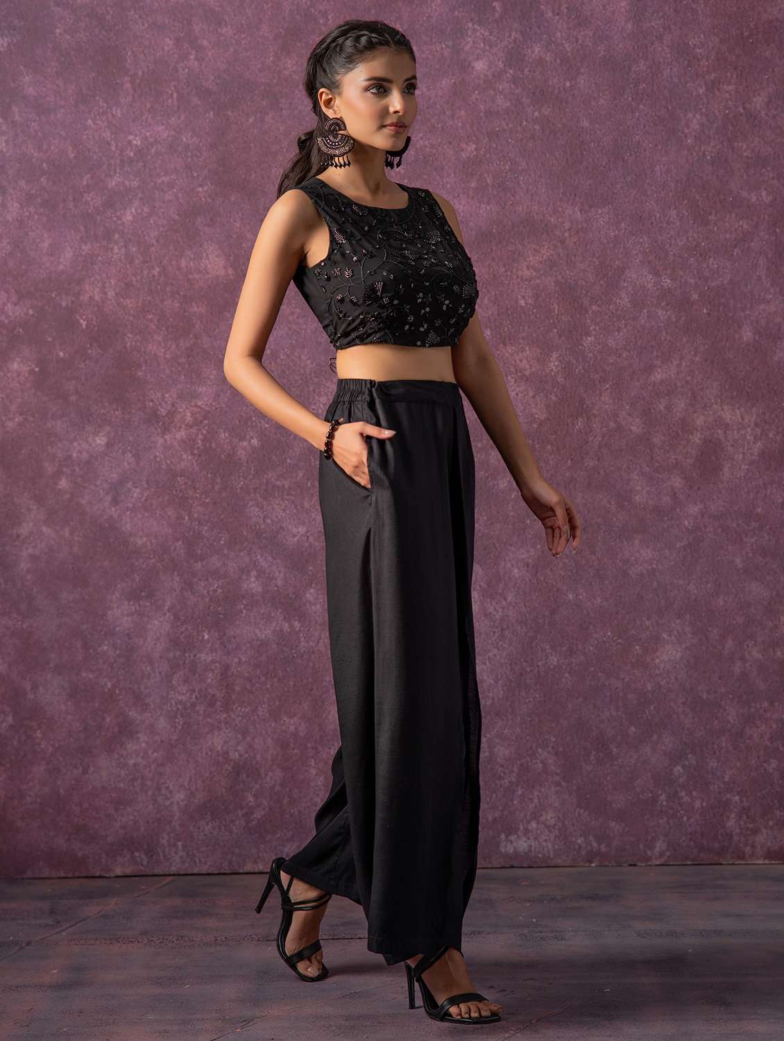 women solid with work sleeveless ethnic top - 22279257 -  Standard Image - 1