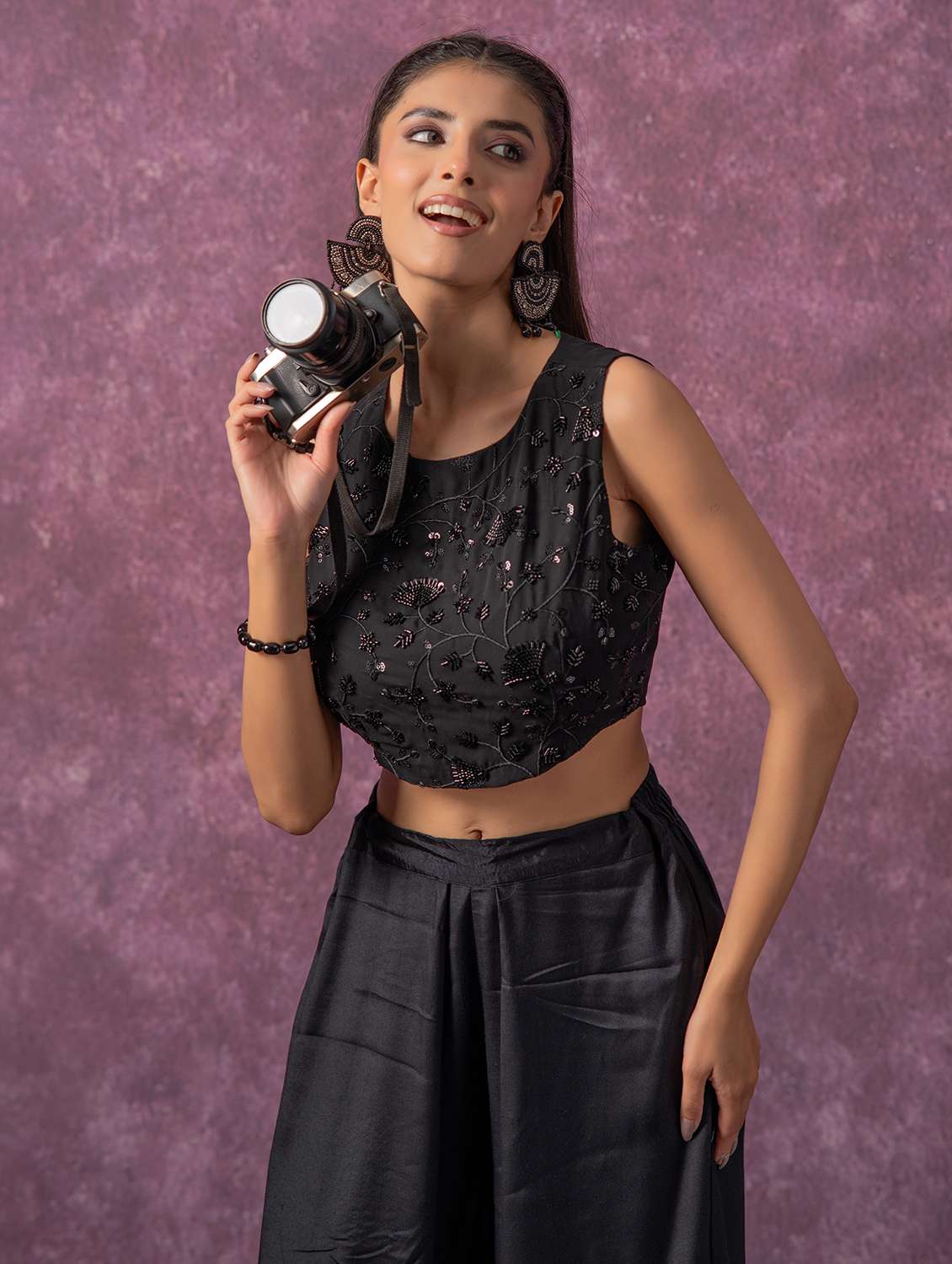 women solid with work sleeveless ethnic top - 22279257 -  Standard Image - 4