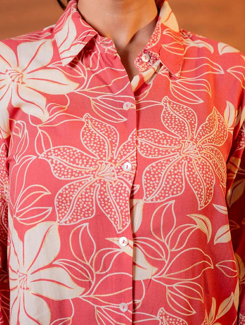 women floral long sleeve shirt & trouser co-ord set - 22279303 -  Standard Image - 4