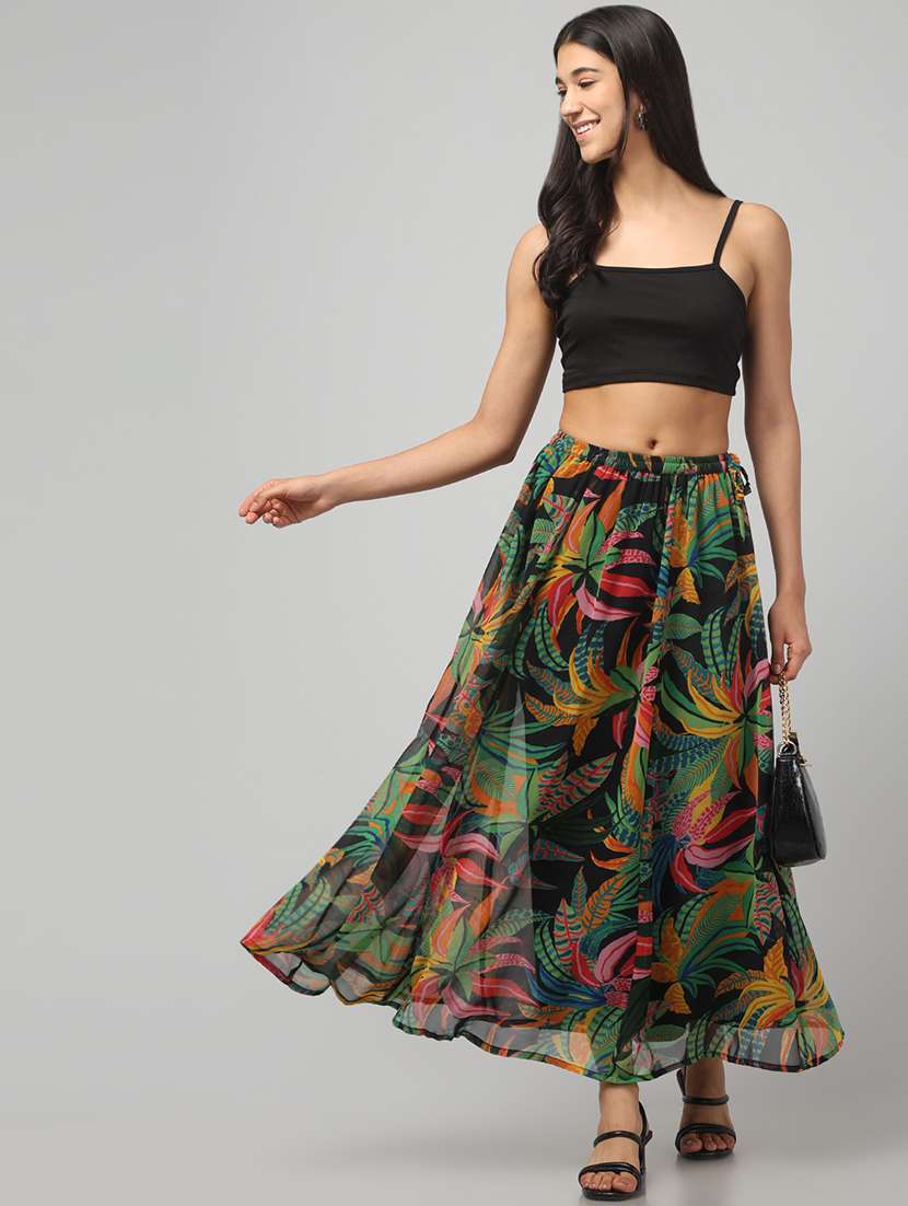 women printed mid rise flared skirt - 22279309 -  Standard Image - 4