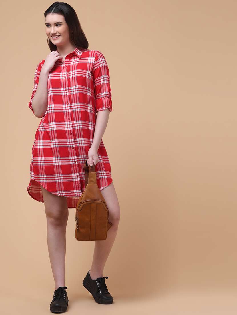 women checkered long sleeve shirt dress - 22279310 -  Standard Image - 1