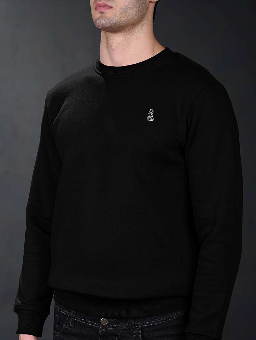 men solid crew neck long sleeve sweatshirt - 22279316 -  Standard Image - 1