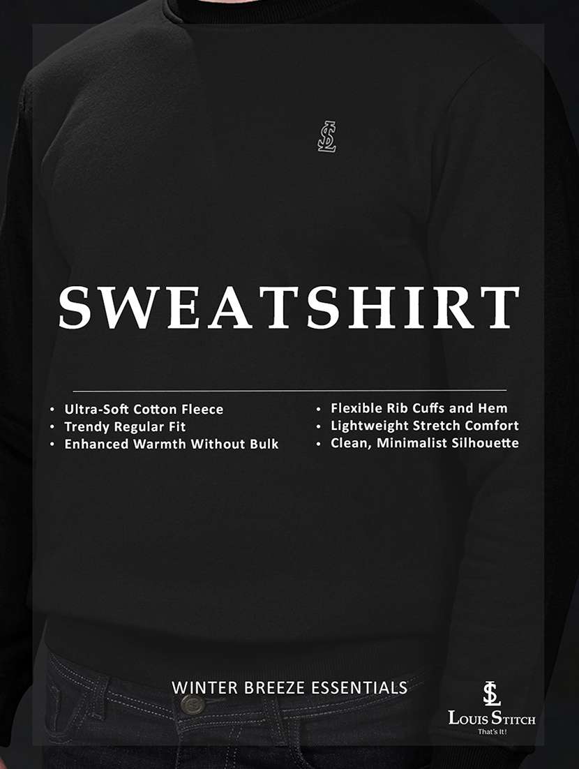 men solid crew neck long sleeve sweatshirt - 22279316 -  Standard Image - 4