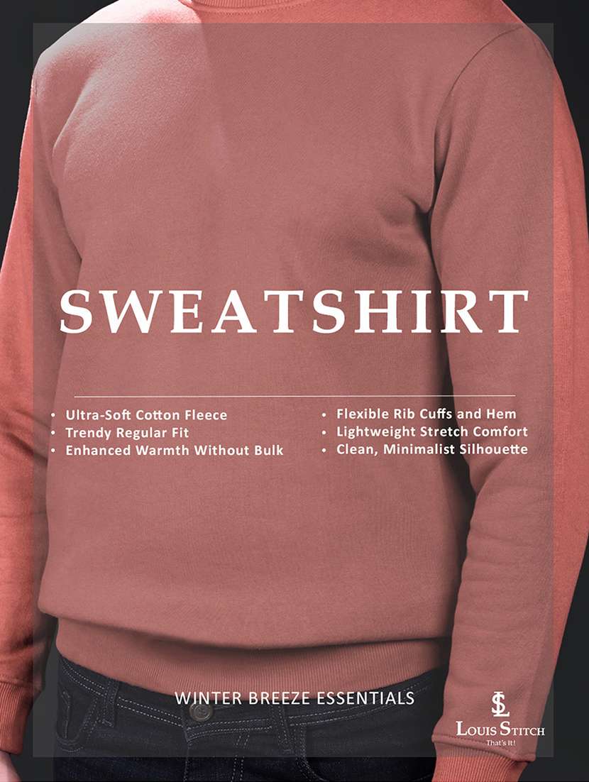men solid crew neck long sleeve sweatshirt - 22279317 -  Standard Image - 1