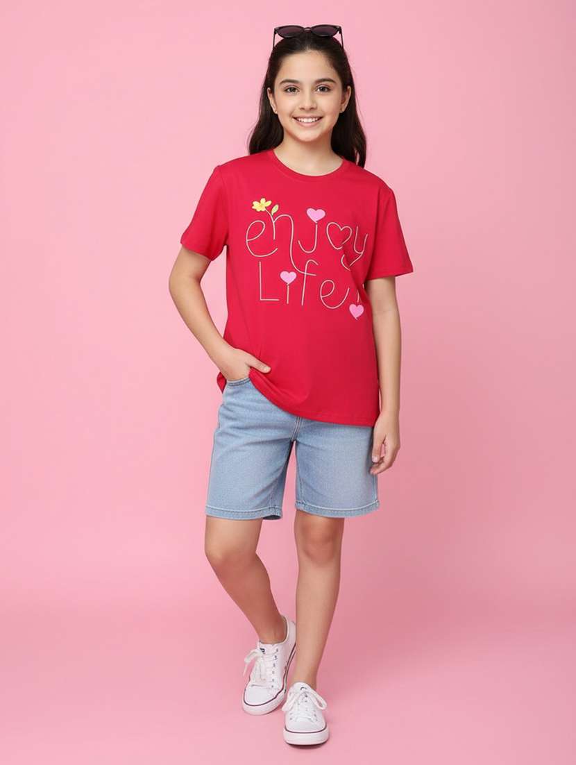 girls printed short sleeve tee