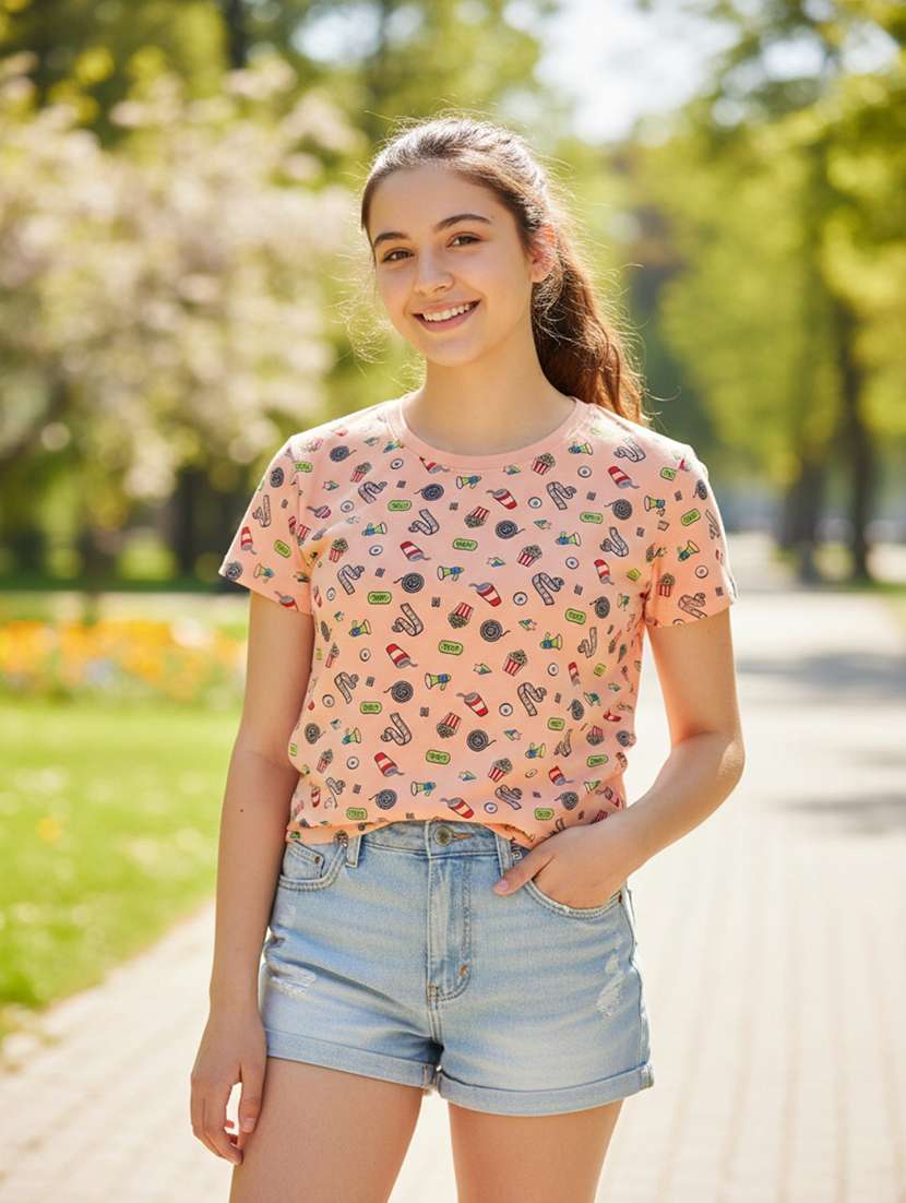 girls printed short sleeve tee - 22279784 -  Standard Image - 1