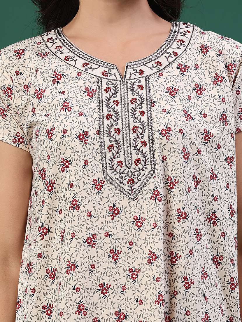 women printed short sleeve nighty - 22279942 -  Standard Image - 1