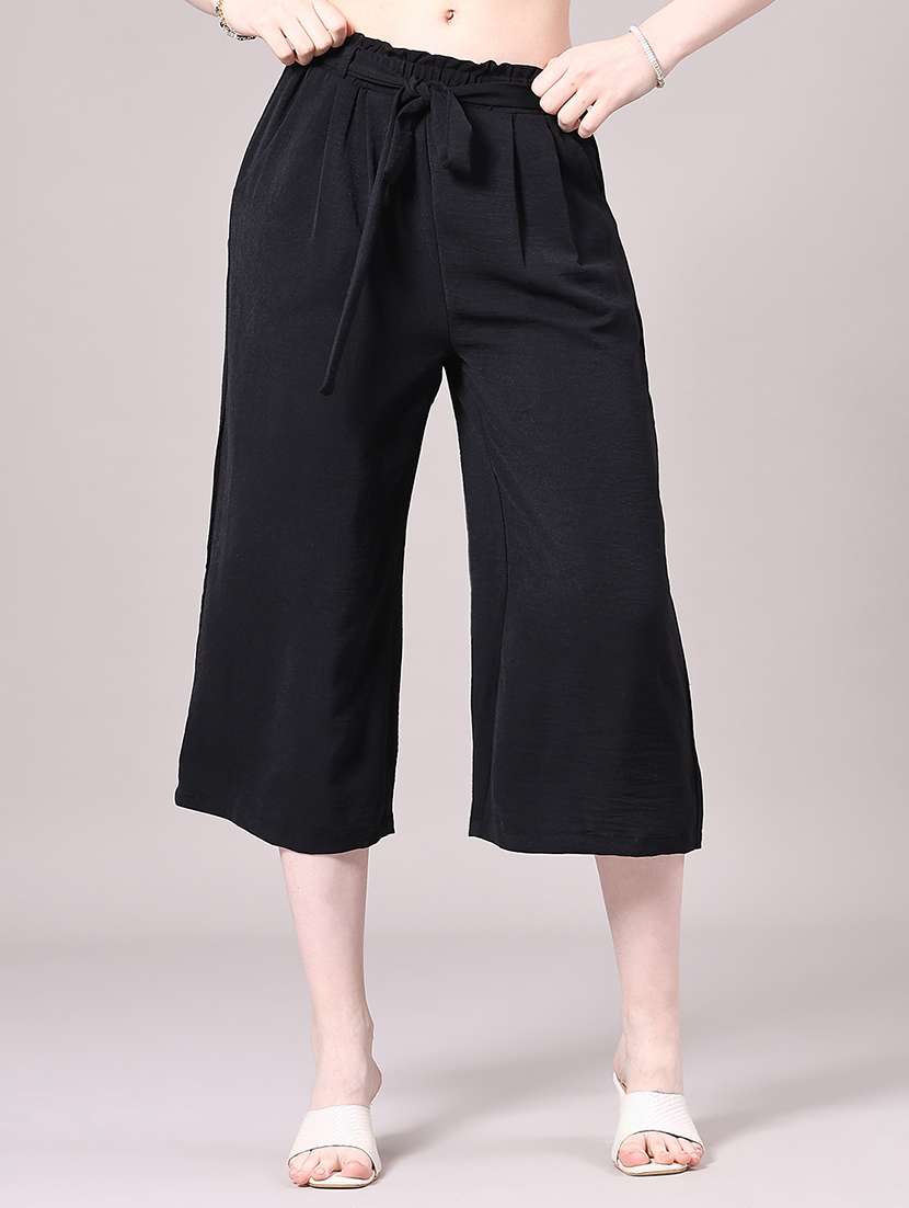 women solid mid rise culottes 
