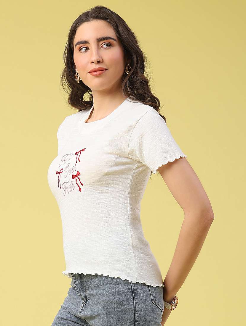 women embroidered short sleeve t-shirt - 22280002 -  Standard Image - 1