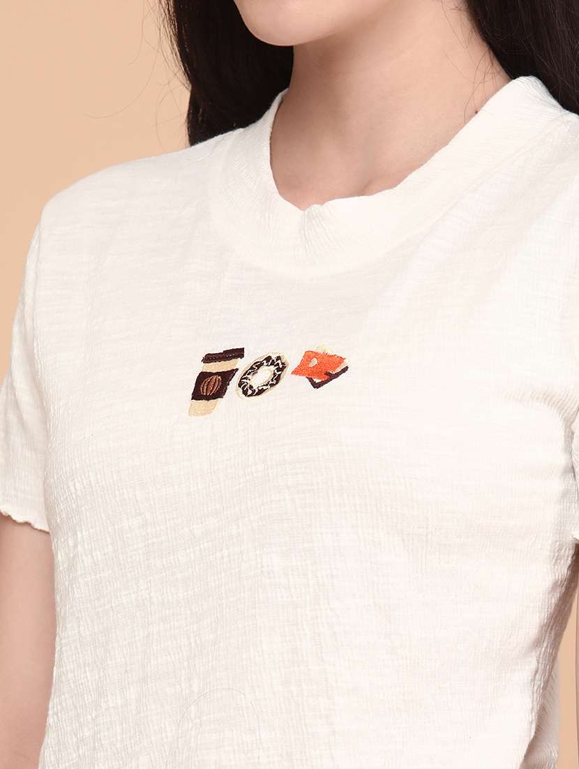 women embroidered short sleeve t-shirt - 22280018 -  Standard Image - 1