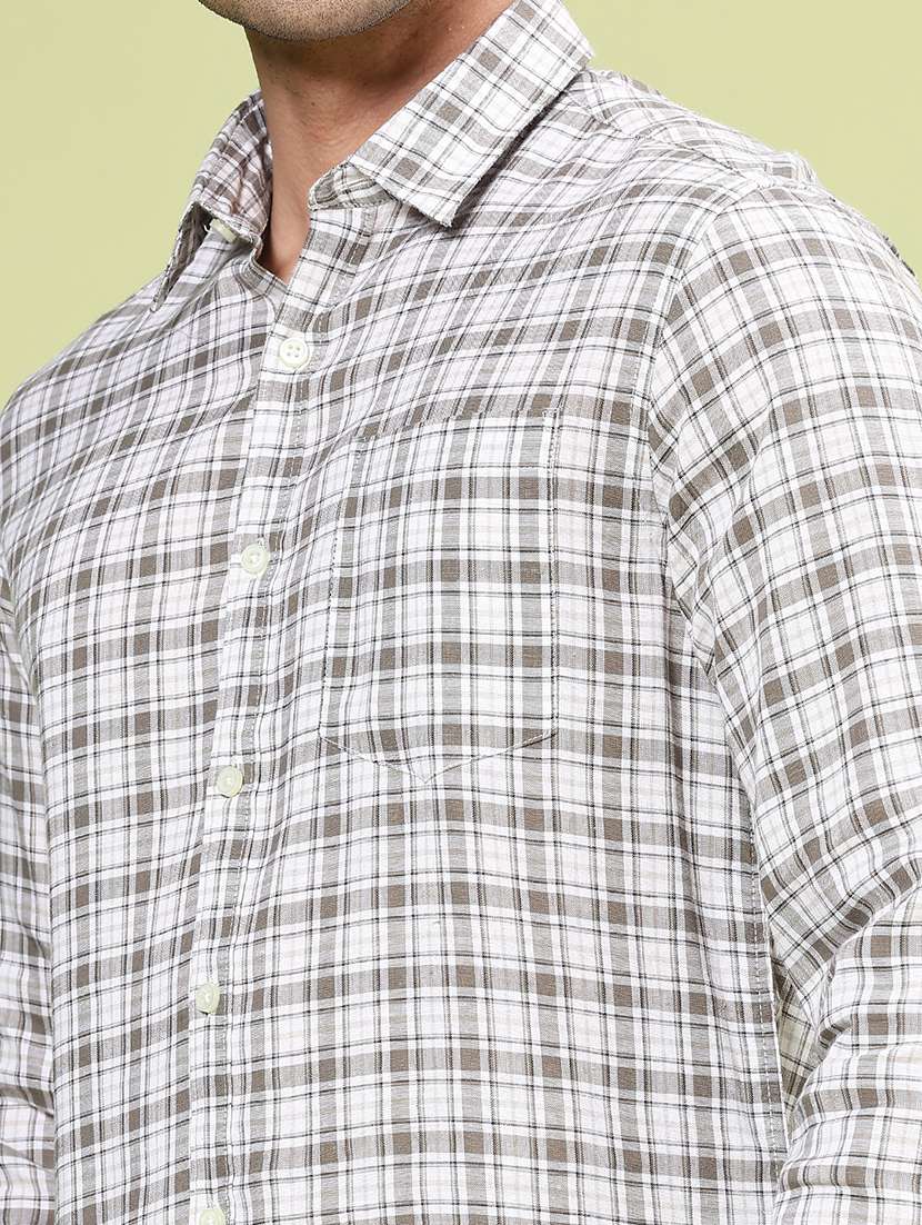 men checkered long sleeve regular fit casual shirt - 22280050 -  Standard Image - 1