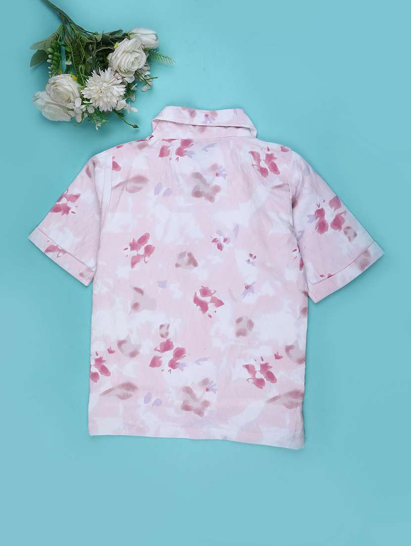 Girls Printed Collared Short Sleeve Top - 22280073 -  Standard Image - 1