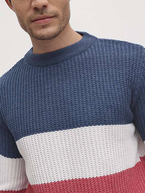 men color block long sleeve regular fit pullover - 22280090 -  Standard Image - 4