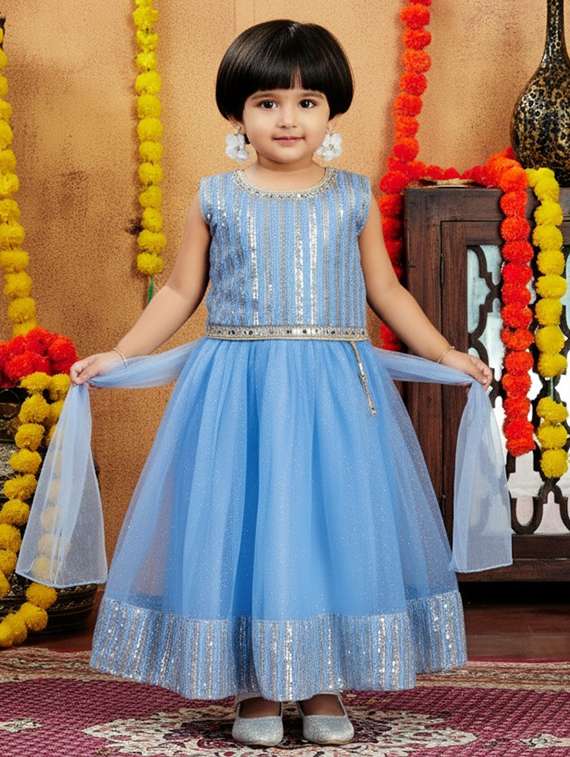 girls embroidered lehenga choli with dupatta set