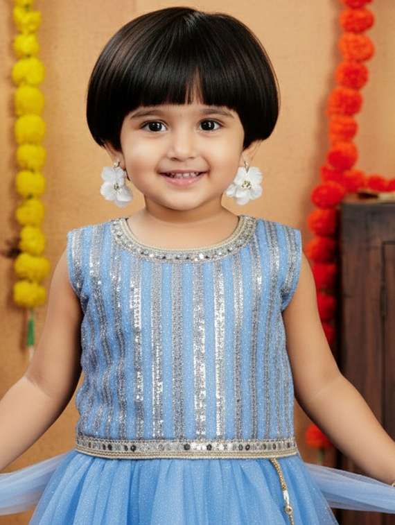 girls embroidered lehenga choli with dupatta set - 22280096 -  Standard Image - 4