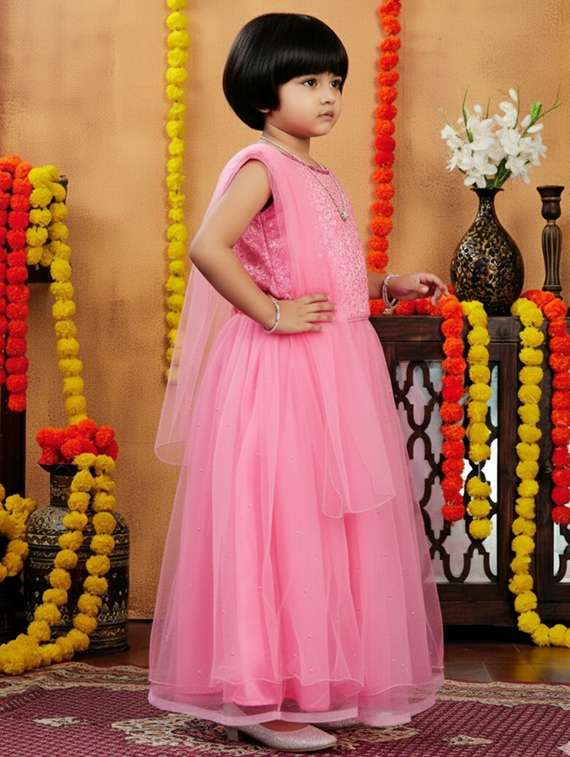 girls embroidered lehenga choli with dupatta set - 22280097 -  Standard Image - 1