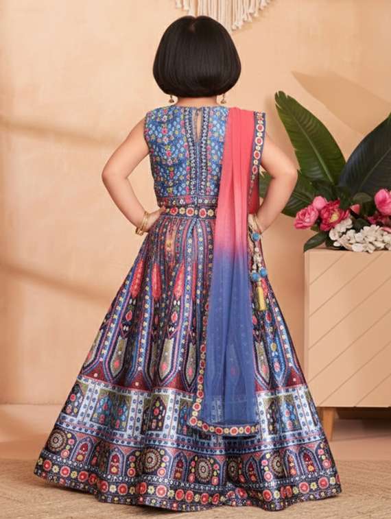 Girls Printed Lehenga Choli With Dupatta Set - 22280111 -  Standard Image - 4