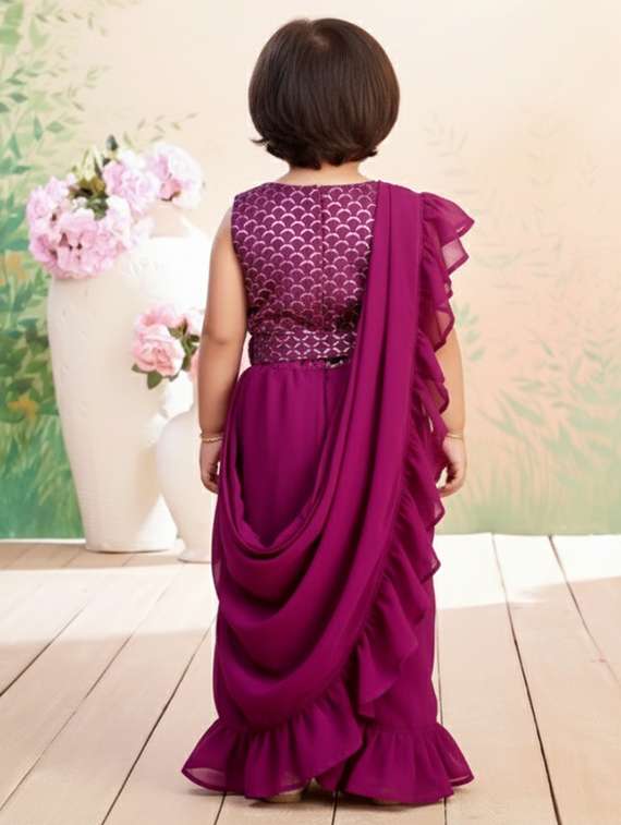 festive purple embroidered georgette lehenga choli - 22280113 -  Standard Image - 4