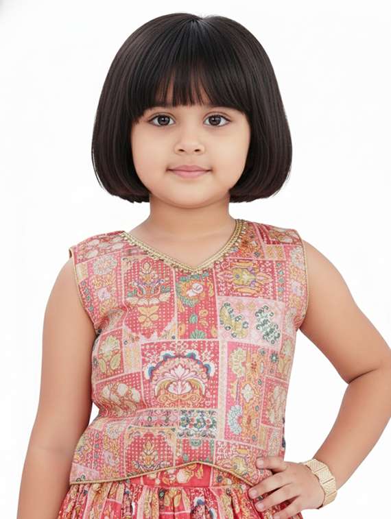 girls printed lehenga choli with dupatta set - 22280124 -  Standard Image - 1