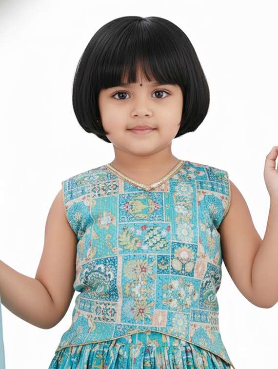 girls printed lehenga choli with dupatta set - 22280125 -  Standard Image - 1