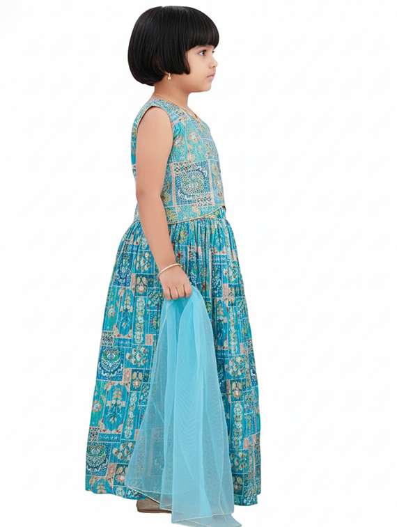 girls printed lehenga choli with dupatta set - 22280125 -  Standard Image - 4