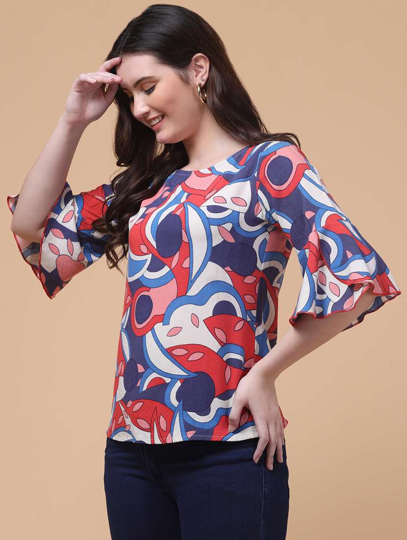 women printed bell sleeve regular top - 22280128 -  Standard Image - 1