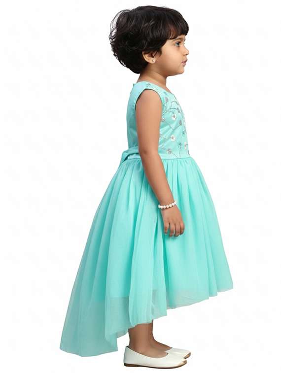 girls embroidered round neck flared dress - 22280138 -  Standard Image - 1