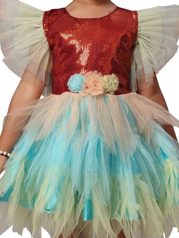 girls sequined round neck flared dress - 22280140 -  Standard Image - 4