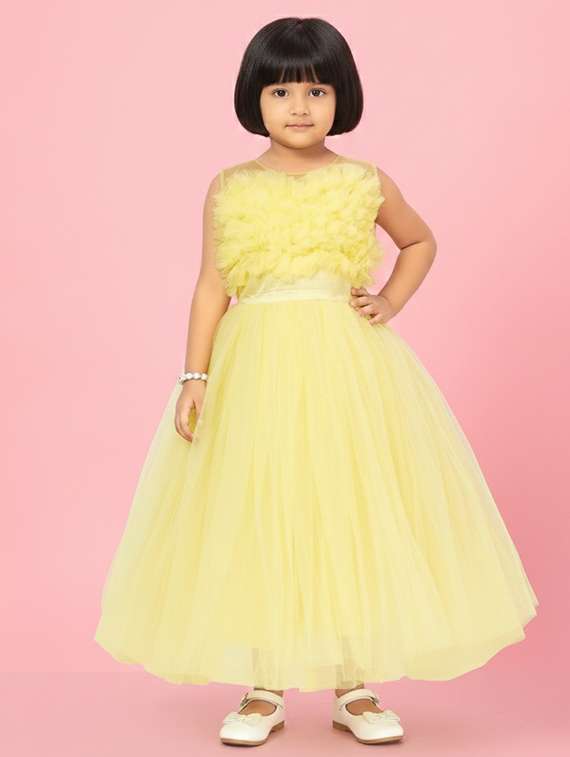 kids solid round neck dress