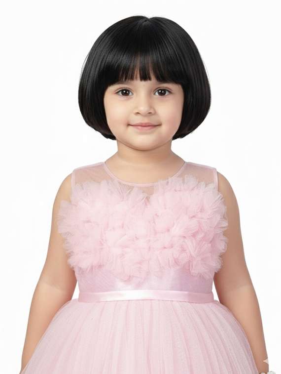 kids solid round neck dress - 22280162 -  Standard Image - 1