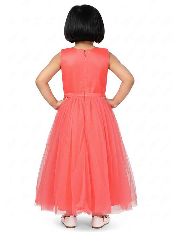 kids solid with work round neck dress - 22280165 -  Standard Image - 4