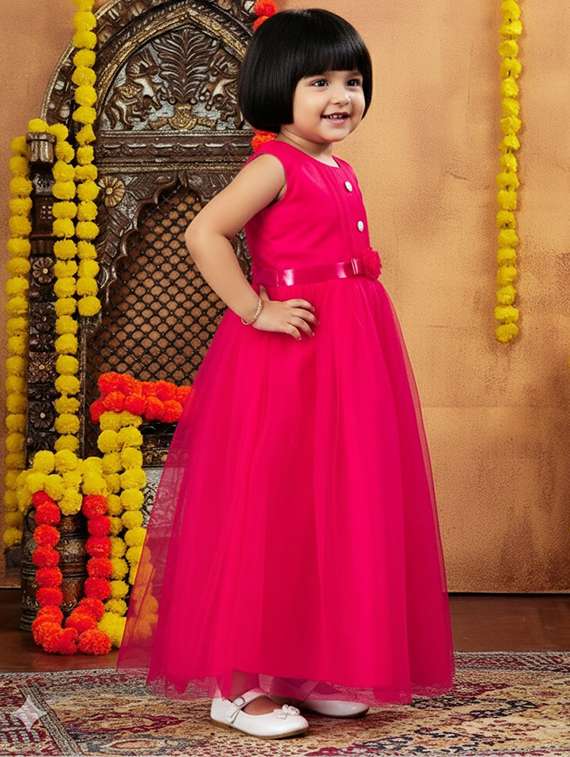 kids solid round neck dress - 22280167 -  Standard Image - 1